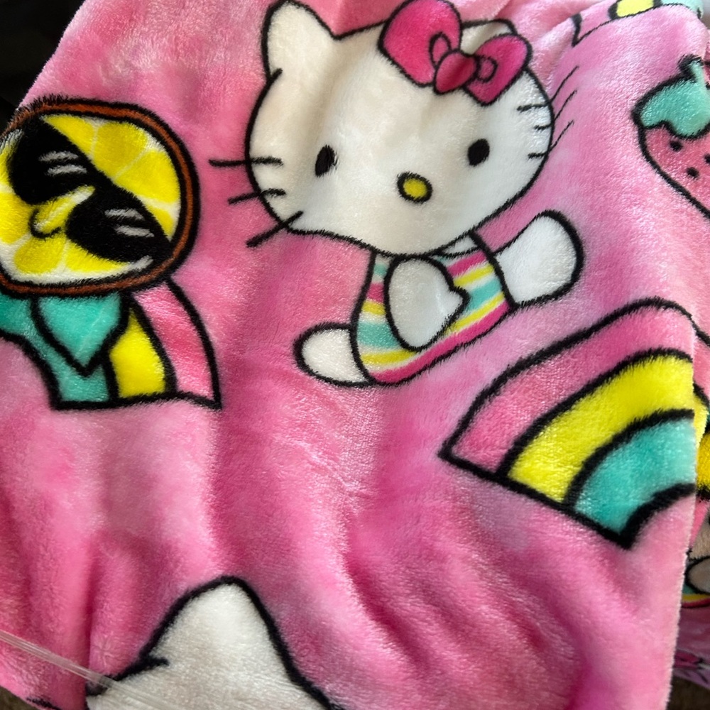 Sanrio Hello Kitty Pink Rainbow Blanket NWT